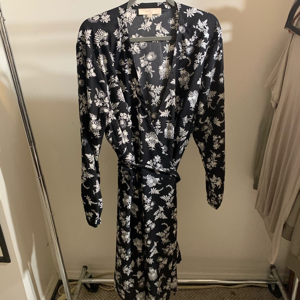 Loft Plus Long Sleeve Wrap Dress